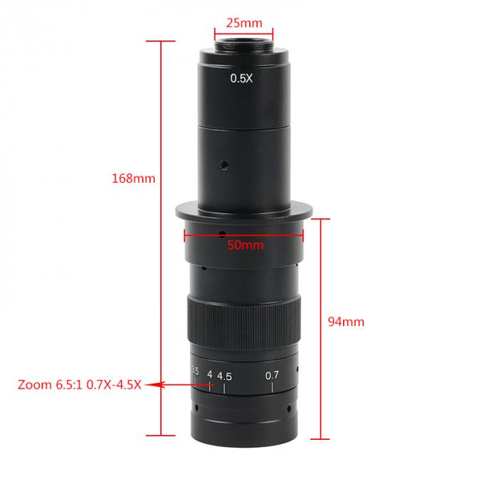 0.7-4.5x企業の顕微鏡のカメラのための調節可能な5-360X拡大のC台紙レンズ0.5X/2.0X Barlow補助レンズ